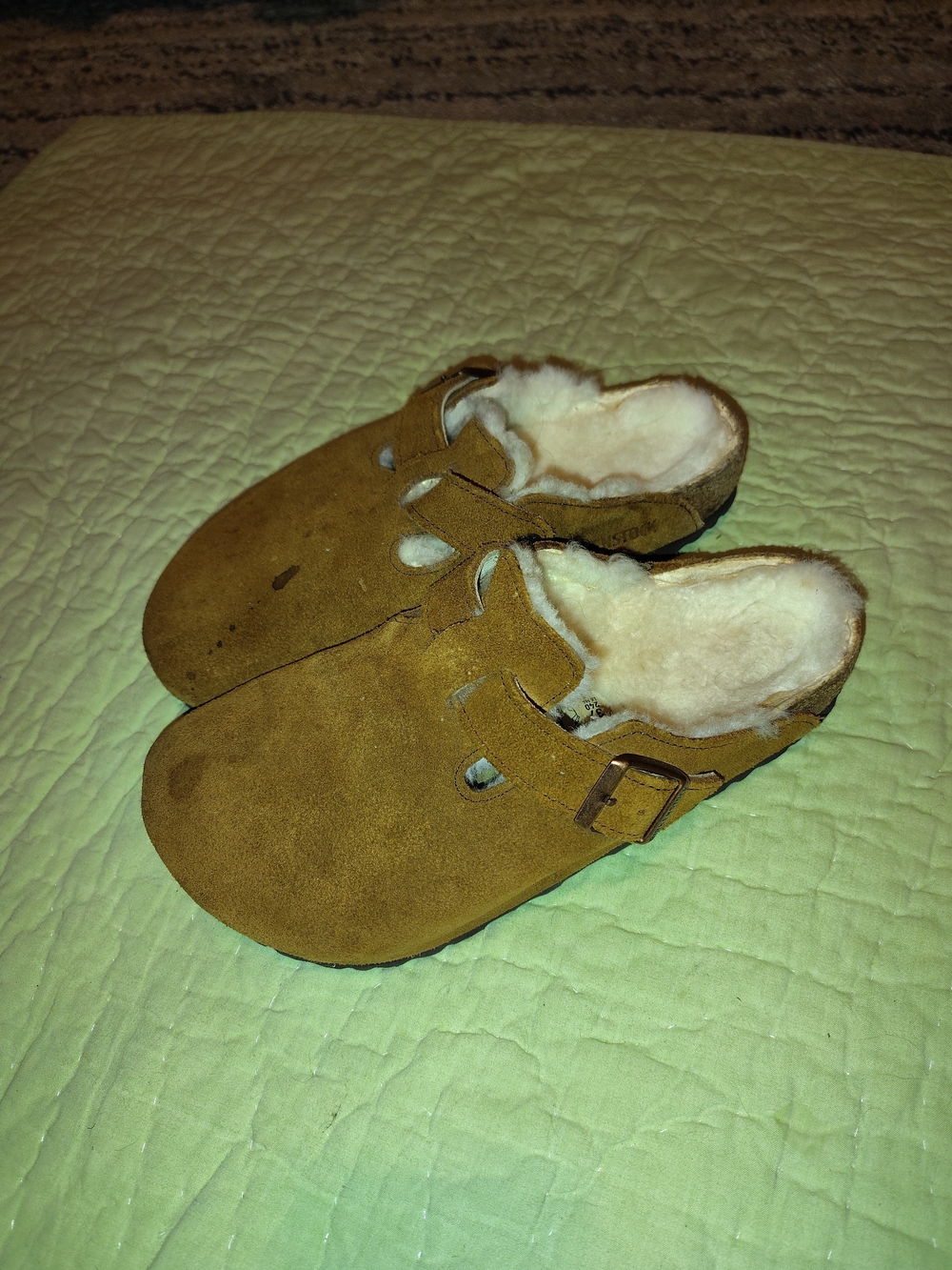 Birkenstock Brown Suede Shearling Clog Mules